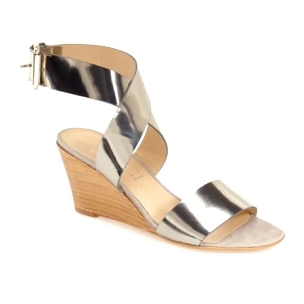 AGL Attilio Giusti Leombruni Silver Wedge Sandals Size 41